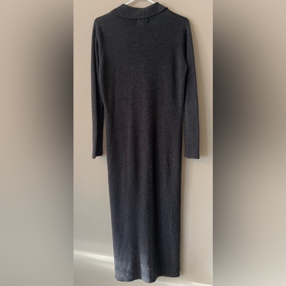 Long Black Button-Front Ribbed Cardigan Sweater - Picture 3 of 7